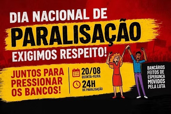 Bancários fazem paralisação nacional de 24 horas nesta quinta-feira