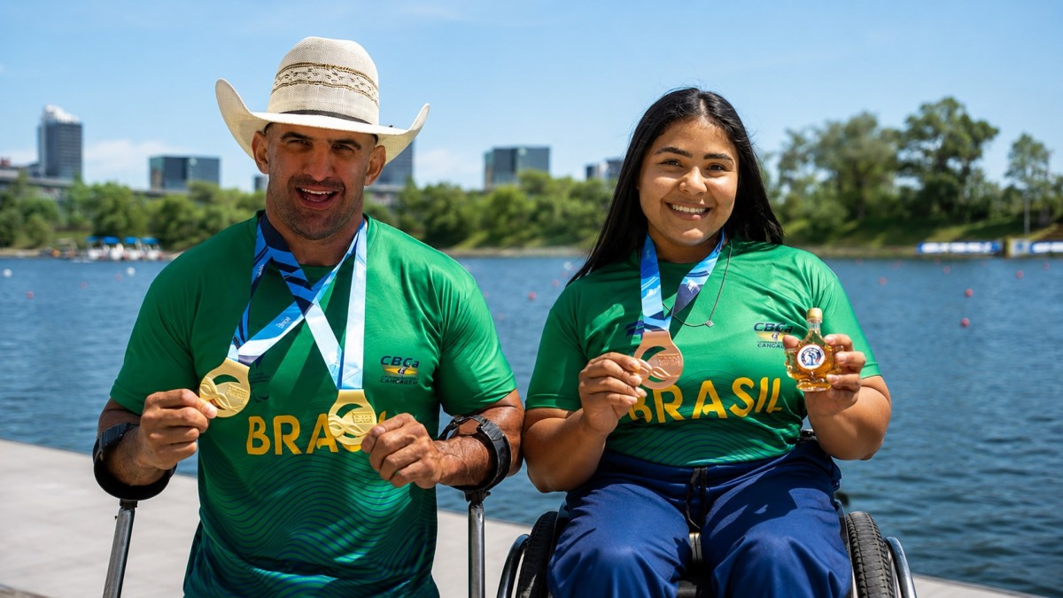 Atletas sul-mato-grossenses Fernando Rufino e Débora Benevides conquistam 3 medalhas na Copa do Mundo de paracanoagem