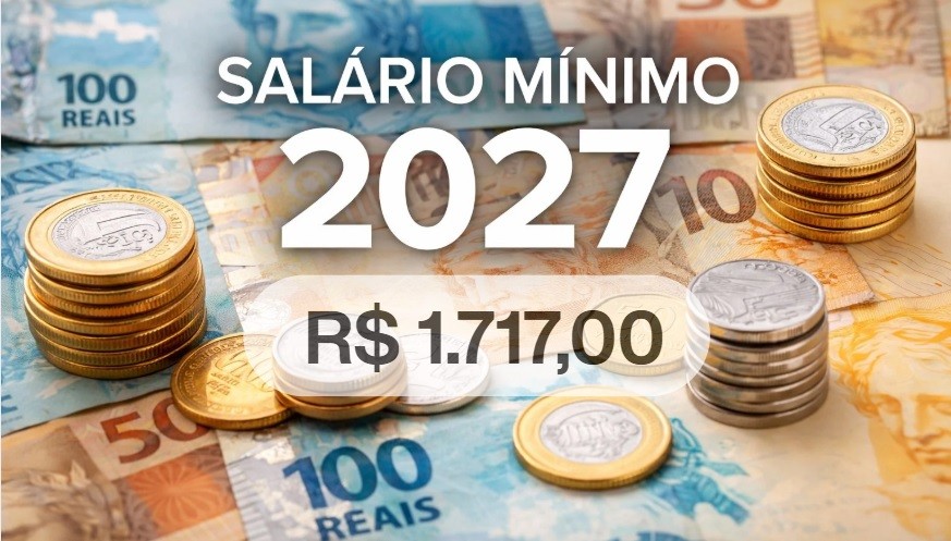 Governo federal propõe salário mínimo de R$ 1.717 em 2027